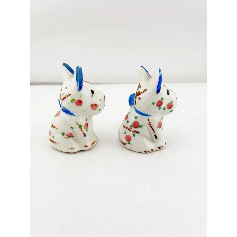 Vintage Japanese ceramic Scotty dog salt & pepper shakers